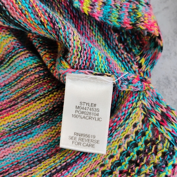 Studio JPR Rainbow Knit Top Womens Large Y2K Colorful Sheer Artsy Casual - Picture 6 of 10